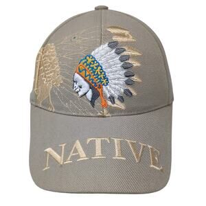 Native Pride Strapback Baseball Cap Brown OS Adjustable Embroidered Caps Plus